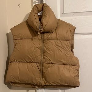 Tan/brown Amazon cropped puffer vest